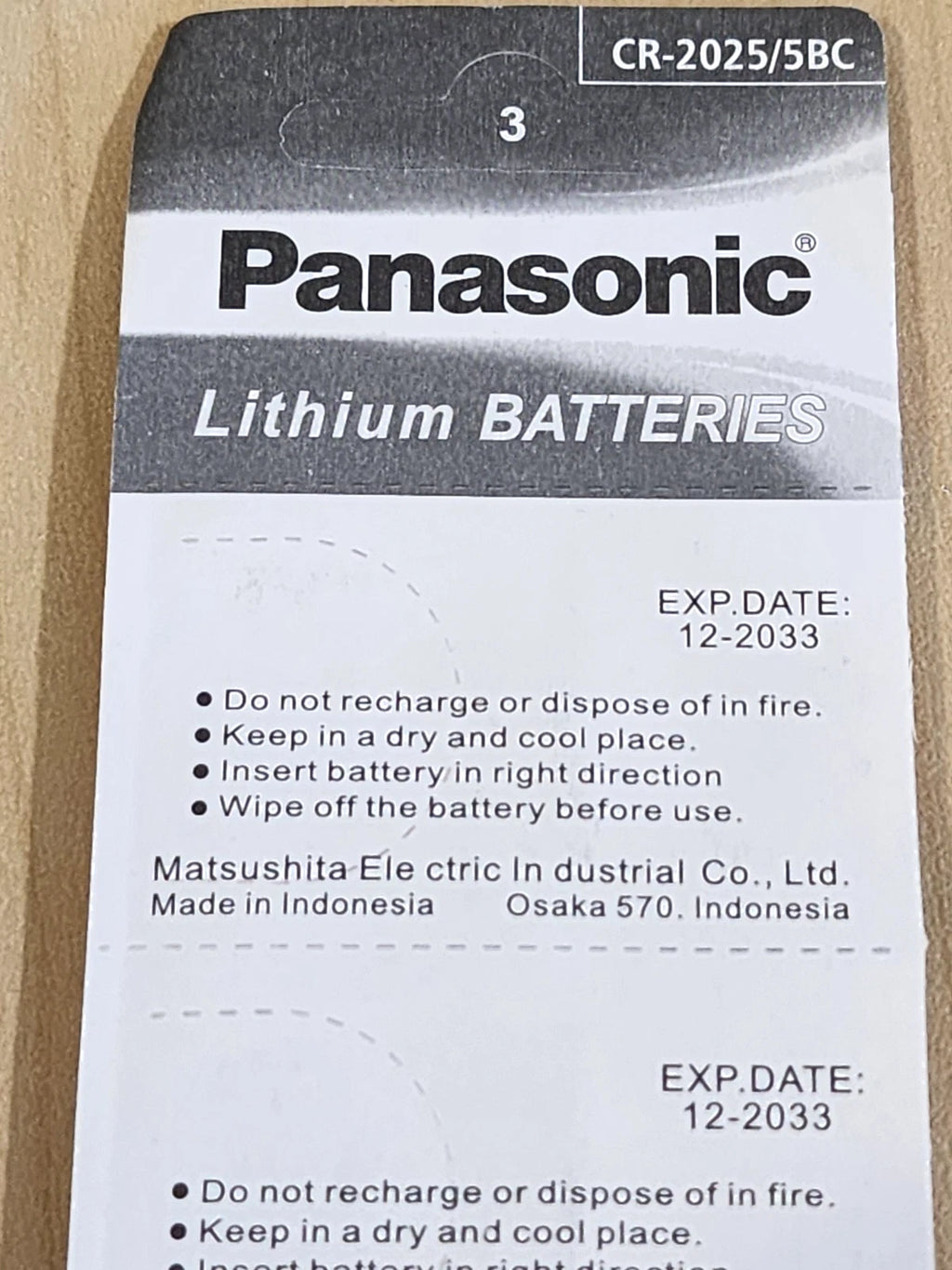 2 pc carded CR2025 DL2025 ECR2025 3v Lithium Battery Expire 2033