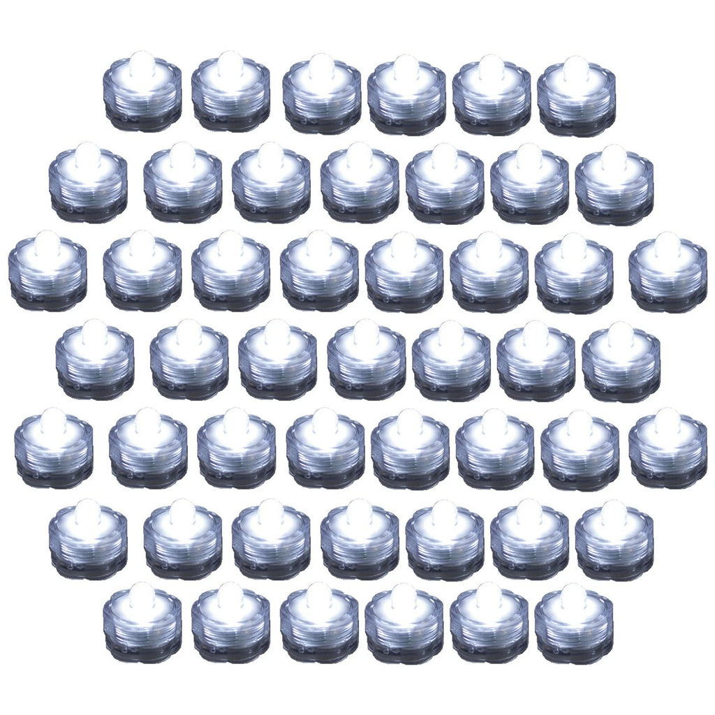 50 Pack White Submersible Waterproof Underwater Battery LED Tea Light Wedding