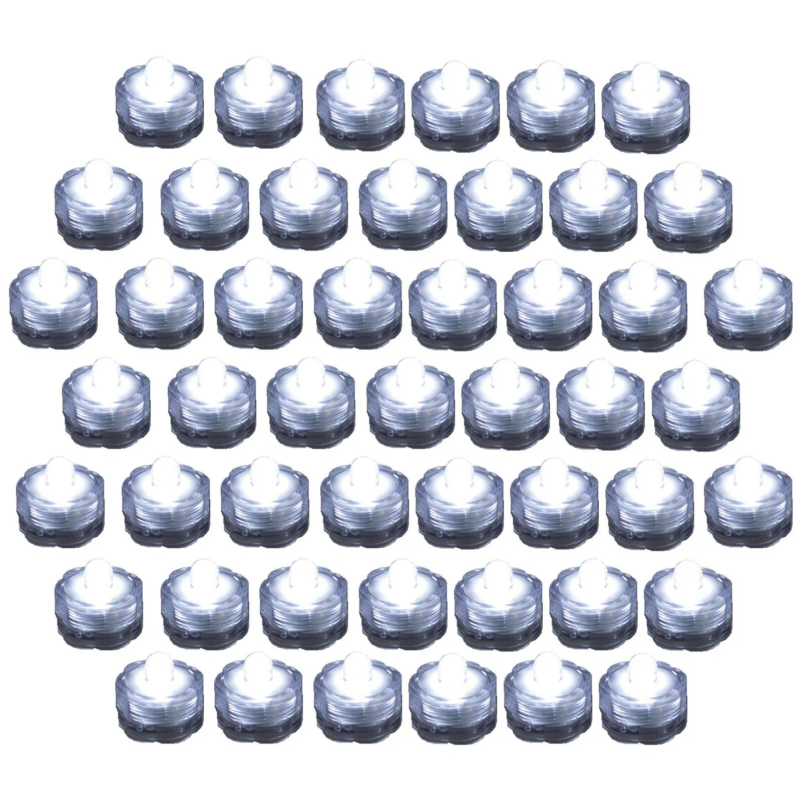 50 Pack White Submersible Waterproof Underwater Battery LED Tea Light Wedding