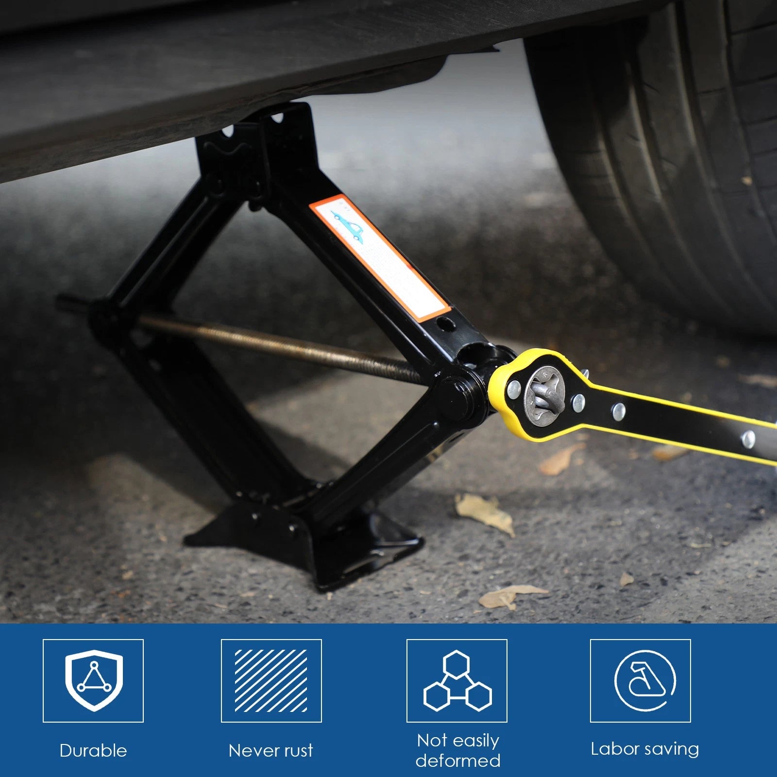 2.5 Ton Scissor Jack Handle Crank Wheel Lug Wrench Tool Kit Car Garage Tire