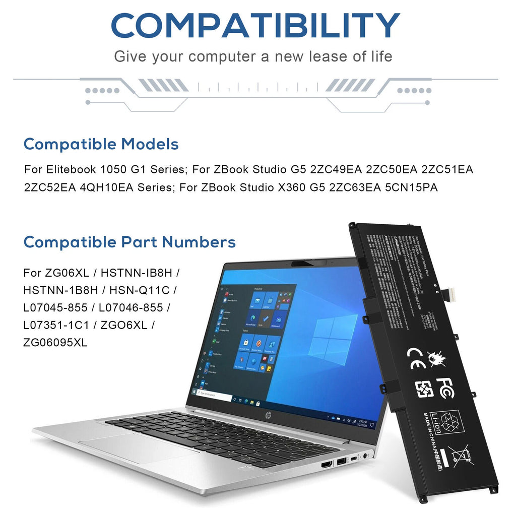 ZG06XL Laptop Battery For HP ZBook Studio X360 G5 Elitebook 1050 G1 Series New