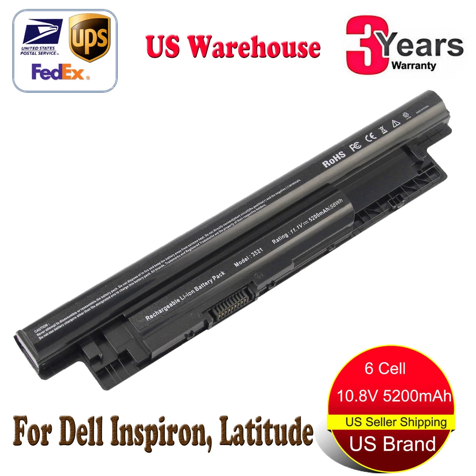56Wh Battery for Dell Inspiron 17 (3721 3737 5521 5537) 15 (3521) MR90Y V8VNT
