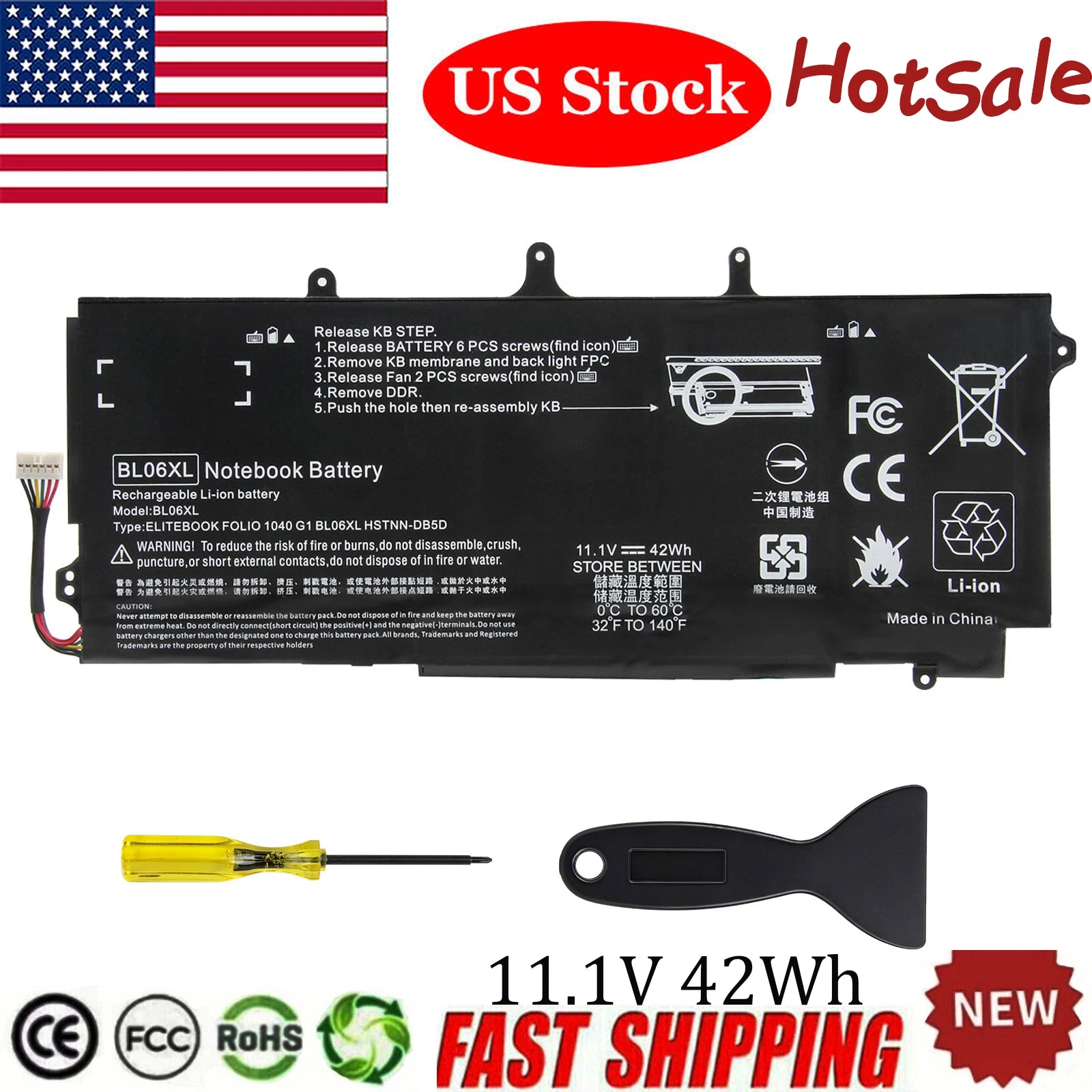 BL06XL Laptop Battery for HP EliteBook Folio 1040 G1/G2 722236-1C 722297-001
