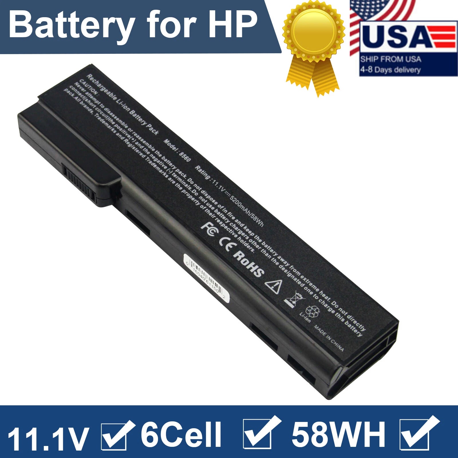Laptop Battery For HP ProBook 6360b 6460b 6470b 6570b 8460p 8470p 8560p 8570p