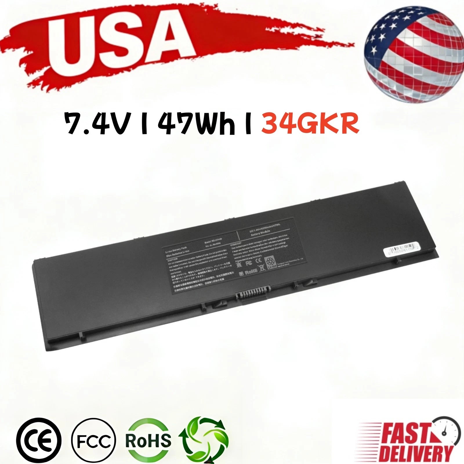 ?LOT 34GKR Battery For Dell Latitude E7450 E7420 E7440 PFXCR 3RNFD 47Wh