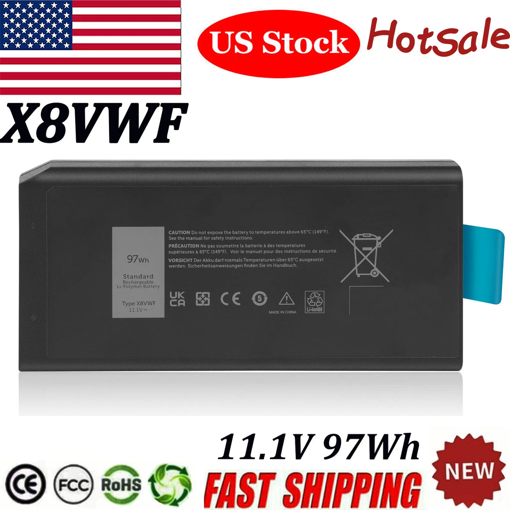 97Wh X8VWF CJ2K1 4XKN5 Battery For Latitude 14 Rugged 5404 5414 Extreme 7404