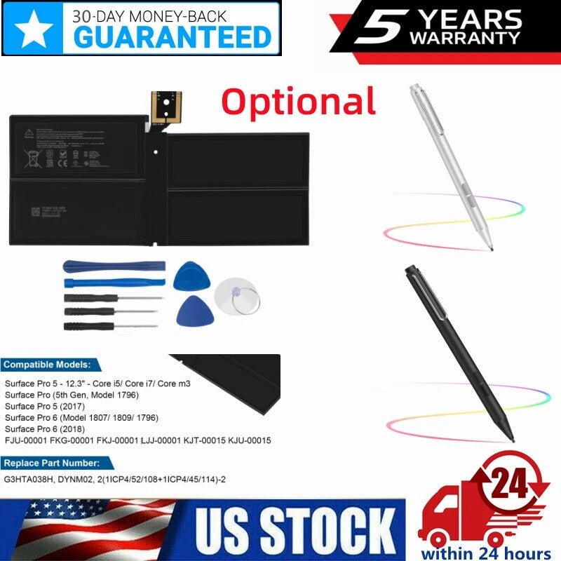 DYNM02 G3HTA038H Battery for Microsoft Surface Pro 5 1796 Pro 6 1807 /Stylus Pen