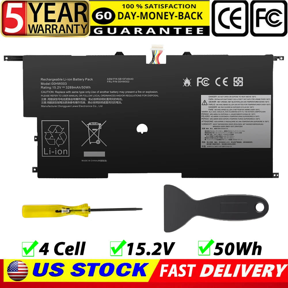 45N1702 00HW002 00HW003 Battery For Lenovo ThinkPad X1 Carbon 13 14 Gen 2 Gen 3