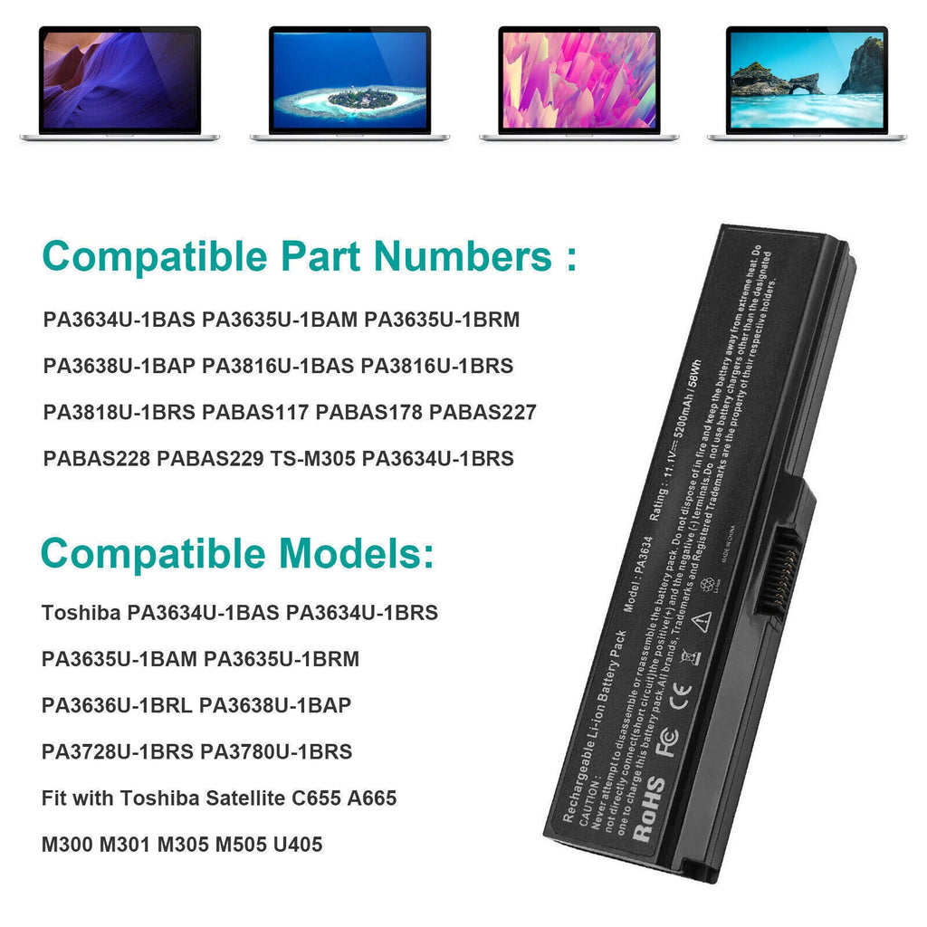 Battery For Toshiba Satellite C645D C655 C655D L670 L510 M300 U400 Pro 3000 h