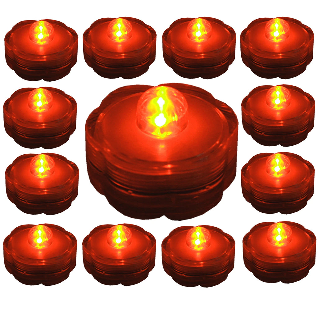 Submersible Waterproof Battery LED Tea Light ~ ORANGE ~ 12 Pack HALLOWEEN Décor