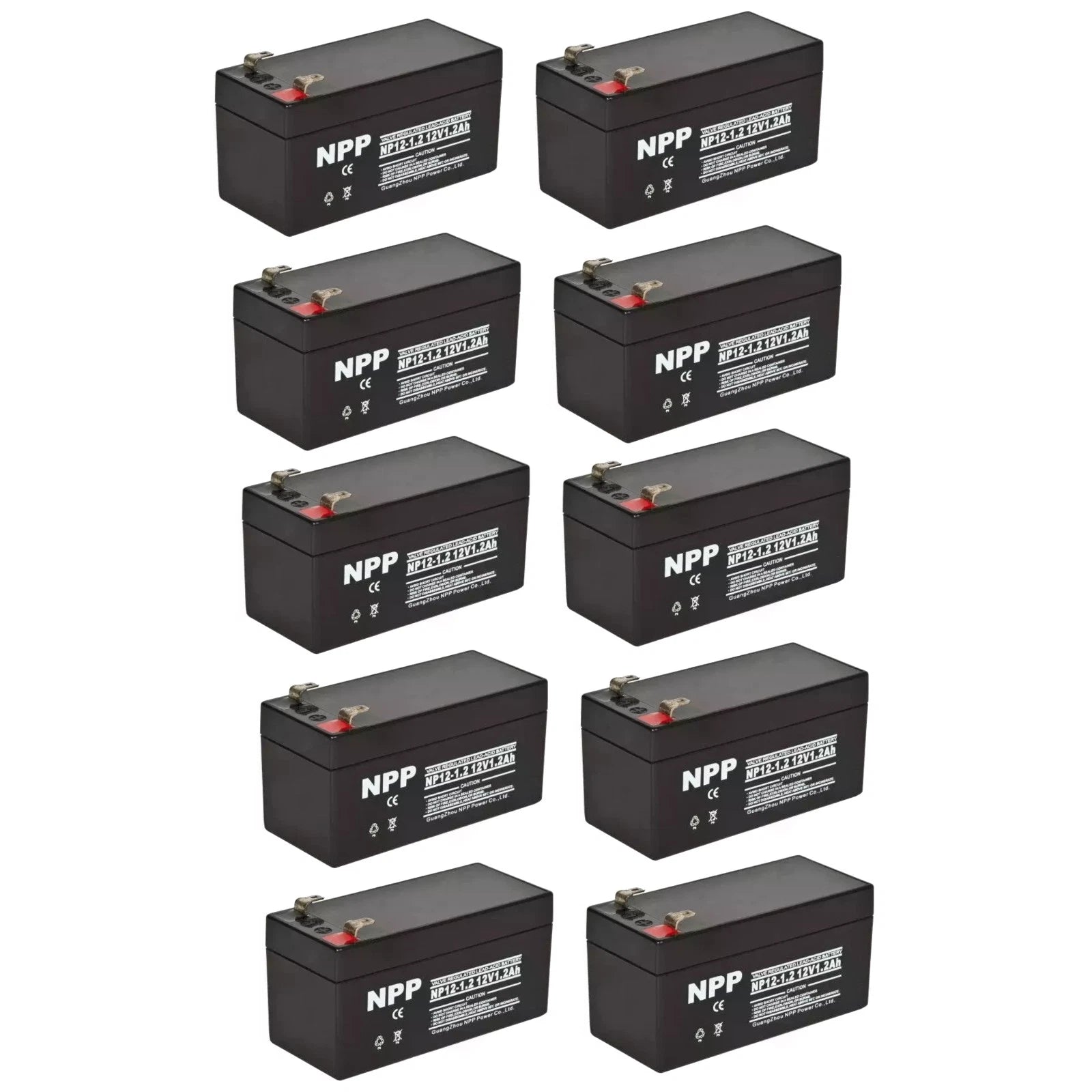 10PC NPPower NP12-1.2Ah 12V VRLA Battery -Rechargeable Battery
