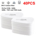 40Pcs 5N11 Cotton Filters Replacement For 6100 6200 6800 7502 Respirator Filter