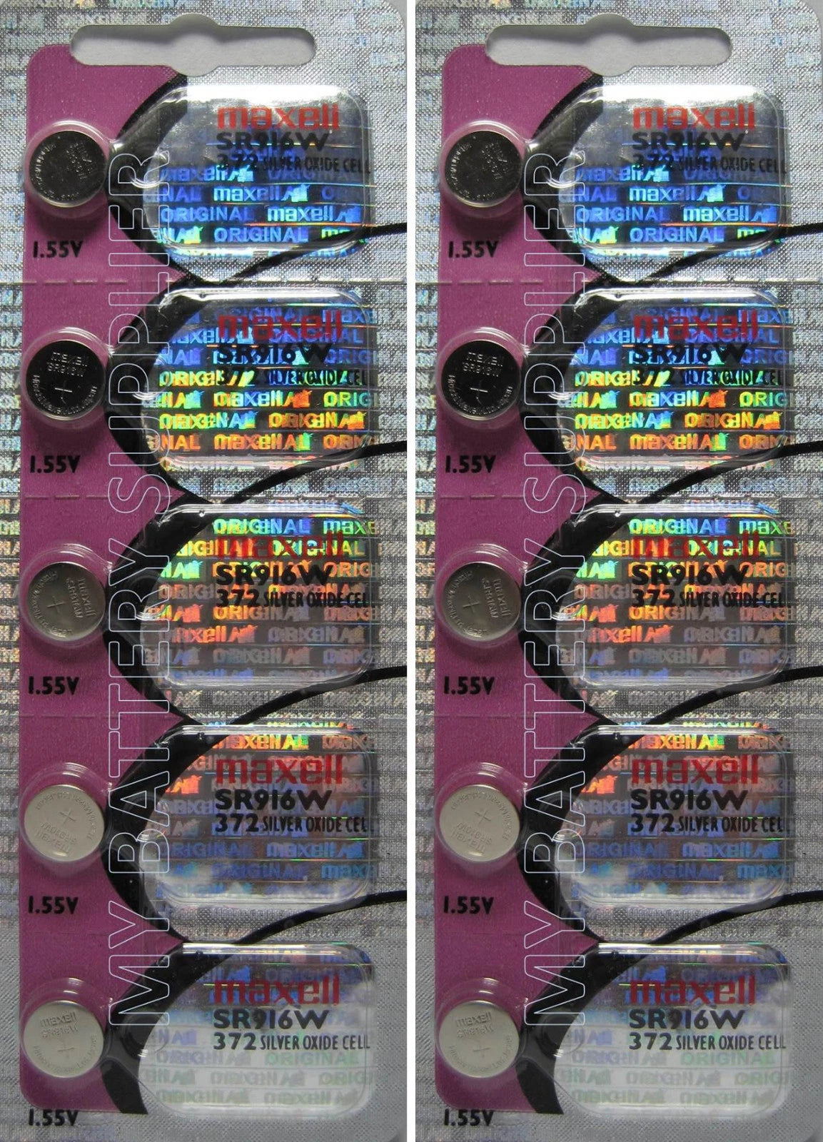 10 Maxell SR916W Watch Batteries