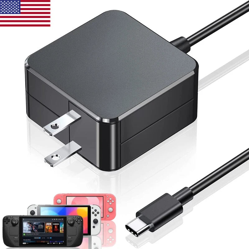 45W AC Adapter For Steam Deck Switch Charger Support PD Type-C Power Fast Charge
