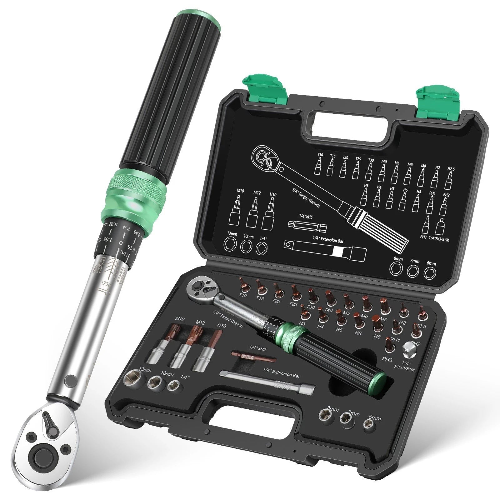 ??32Pcs Torque Wrench Set 1/4" Drive 2.5-20Nm (1.84-14.76ft.lb) For Bicycle 2026