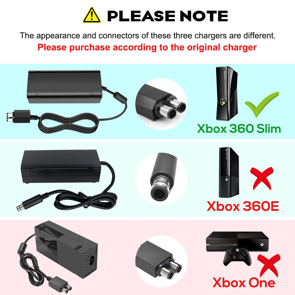 For Microsoft Xbox 360 Slim AC Adapter Charger Power Supply Console Brick Cable