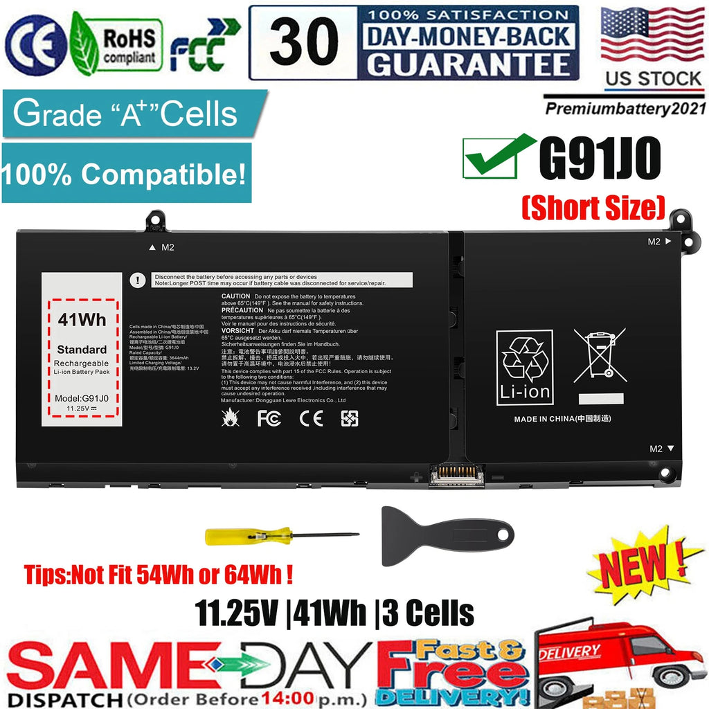 ?G91J0 Battery For Dell Inspiron 15 5510 5515 5518 3510 3511 3515 3520 3530 3535