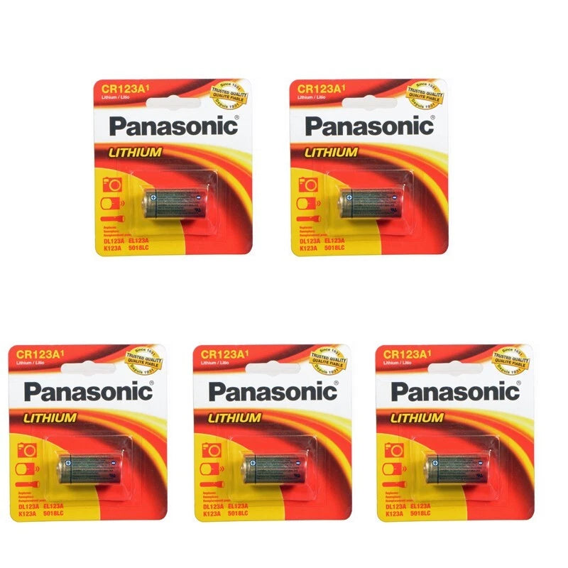 5 Pcs Panasonic CR123 CR 123a 123 3V Lithium Battery Replaces EL123 K123A
