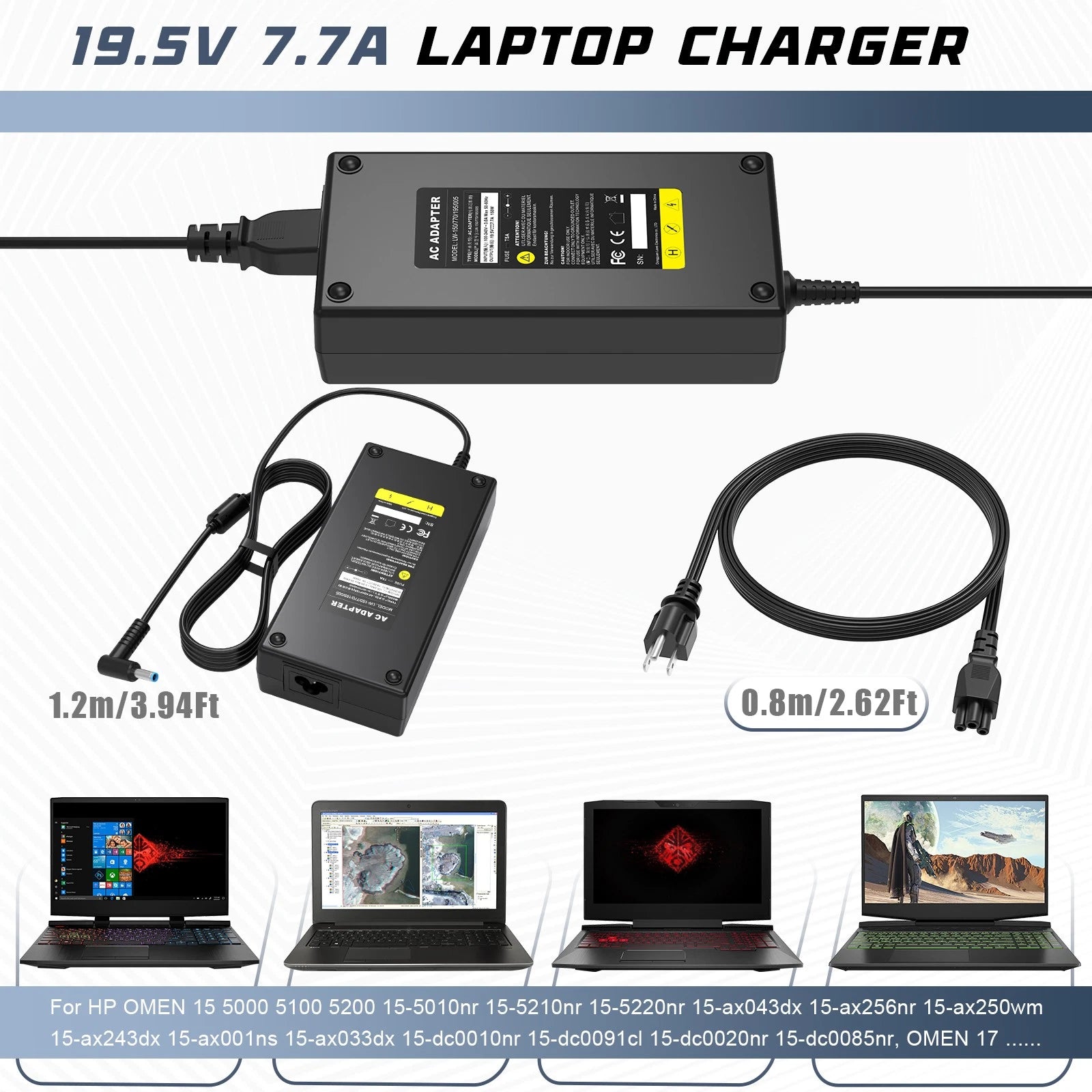 For HP 150W 19.5V 7.7A AC Adapter TPN-DA09 L48757-003 for Pavilion Game Charger