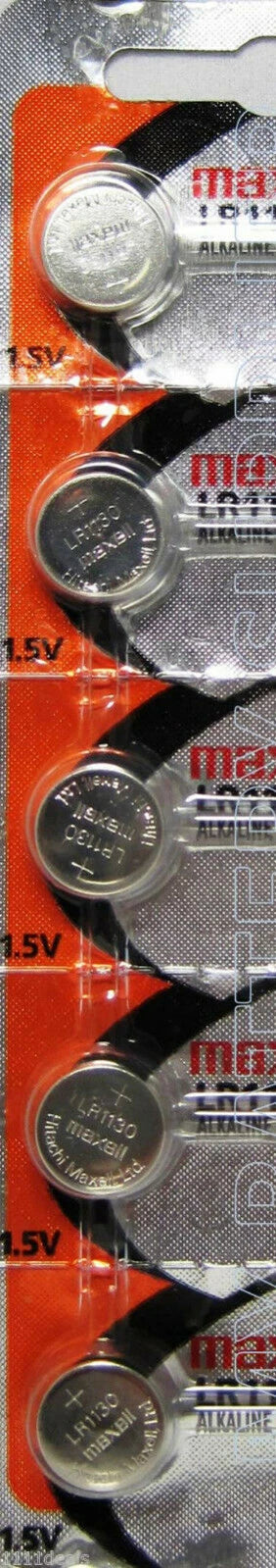 5 Original Maxell LR1130 AG10 389 390 189 L1131 Alkaline Batteries "Hologram"