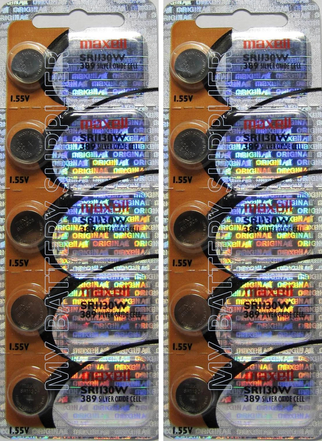 10 Maxell 389 Watch and Calculator Batteries