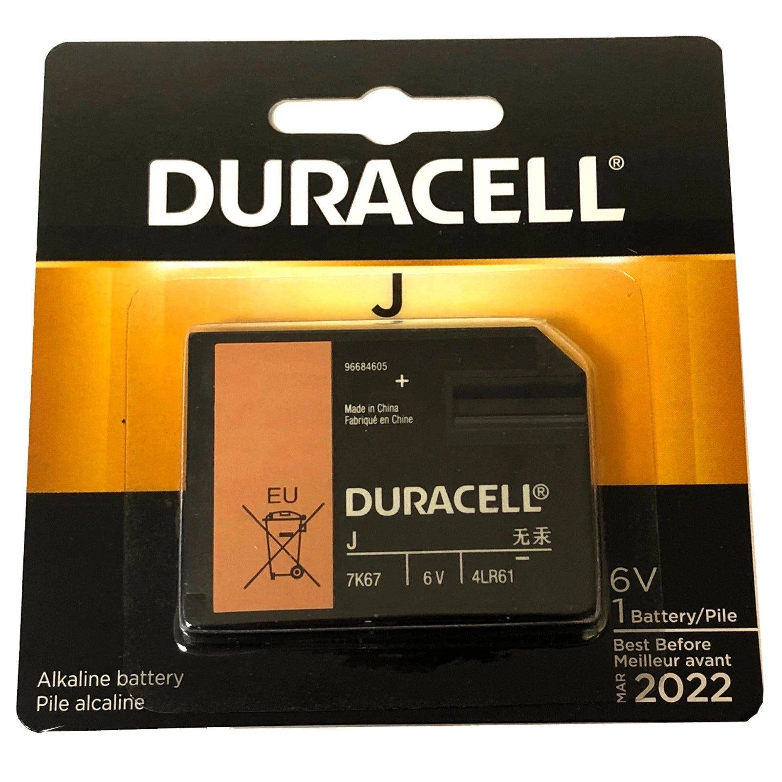 Duracell 7K67 6V Battery 1412A, 1412AP, 4018, 4LR61, 7K67, EN539, J, J539, KJ