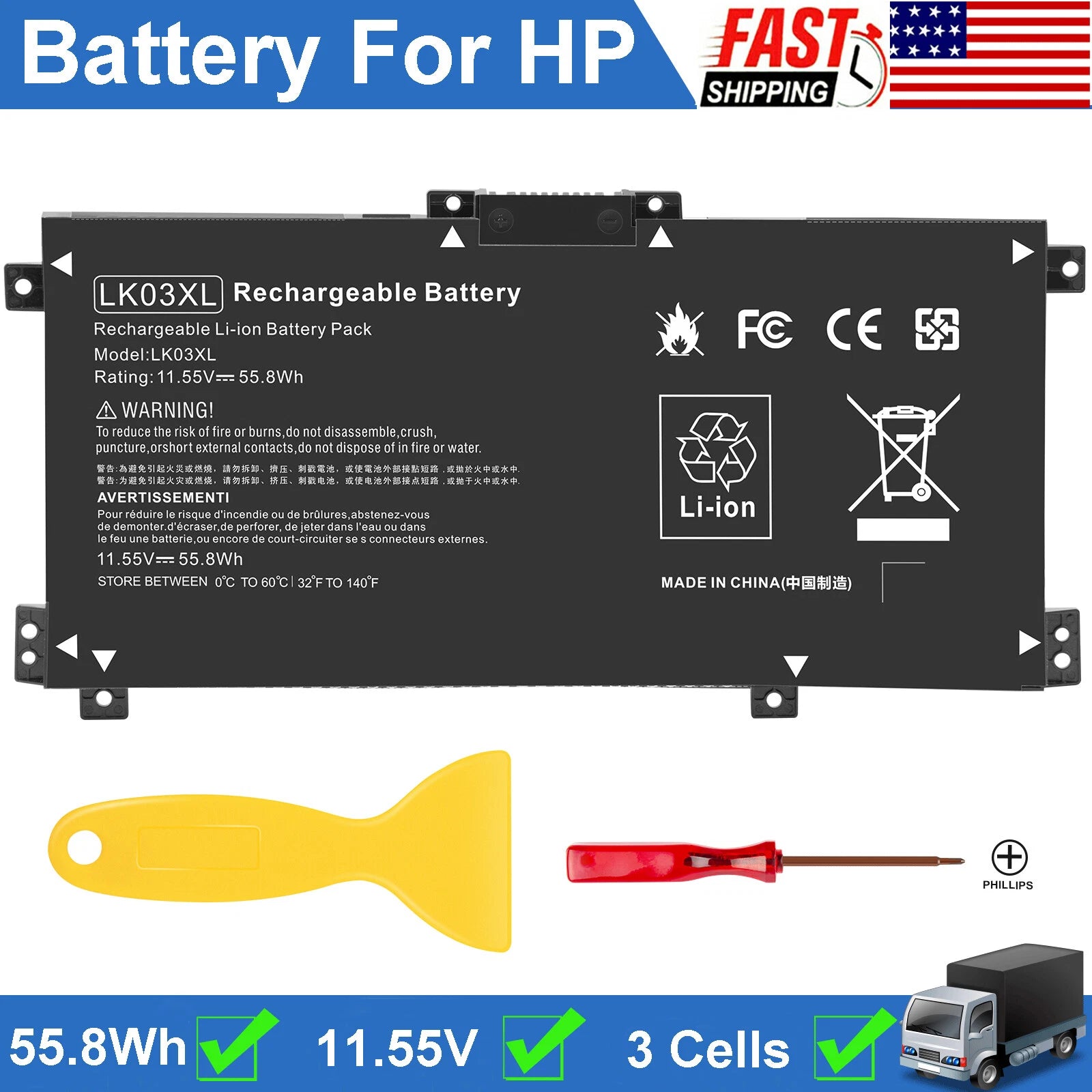 LK03XL Battery For HP Envy X360 15-BQ 15-CN 15-CR 17-AE 17-CE L09281-855 Laptop