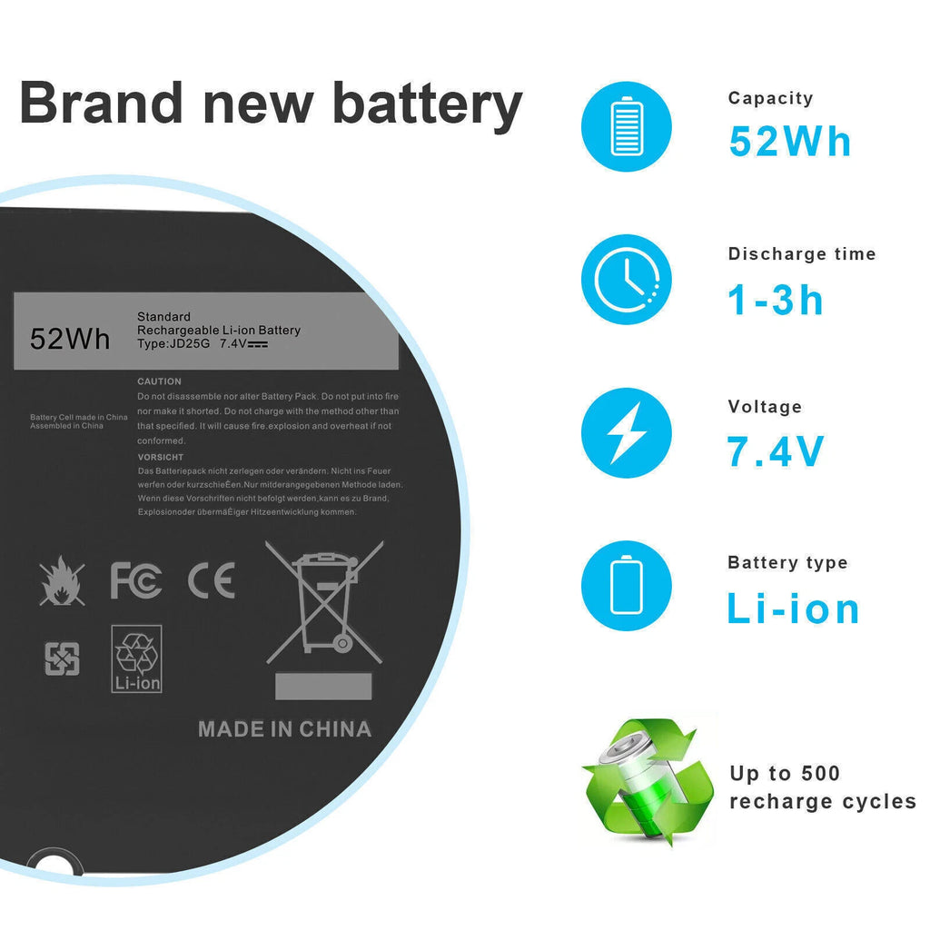 PW23Y/JD25G Battery for Dell XPS 13 9360 XPS 13 9343 9350 13D-9343 7.4V/7.6V New
