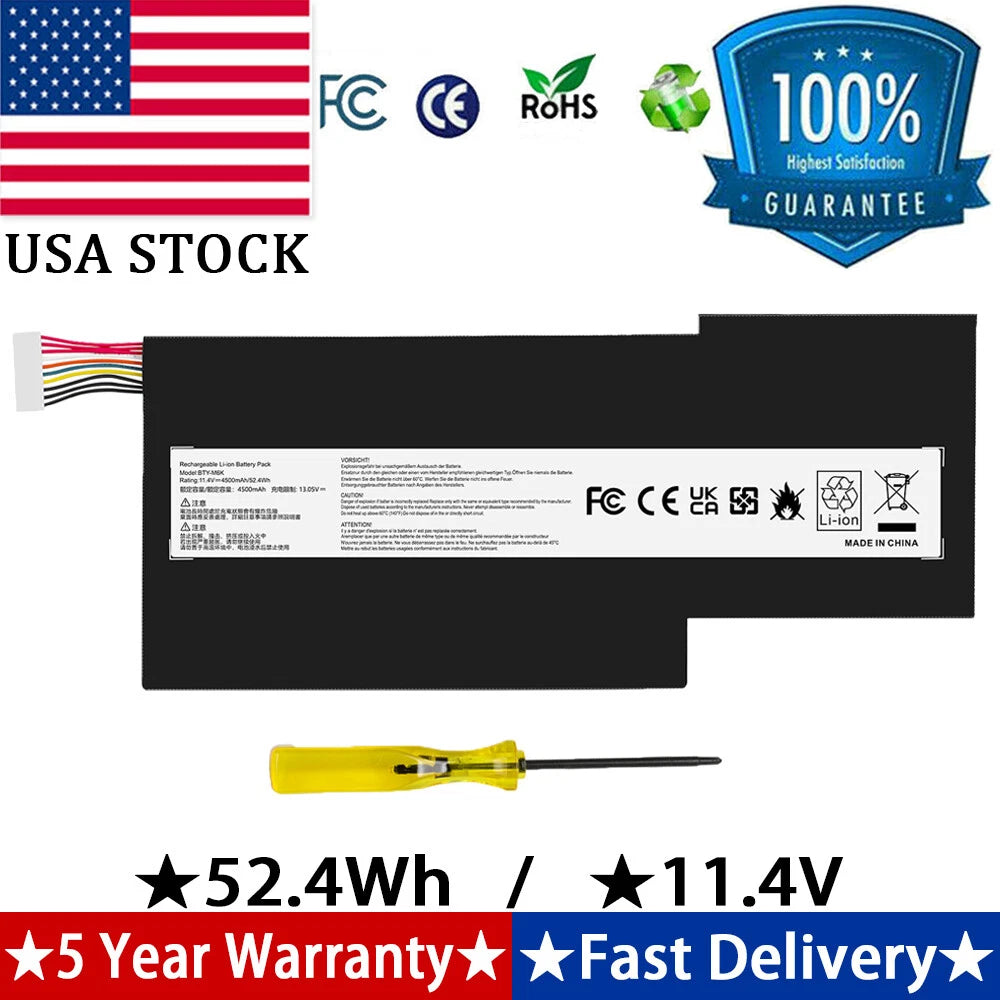 BTY-M6K battery For MSI GF65 Thin 9SD 9SE 9SEX 9SEXR 10SDR 10SE GS73VR Notebook