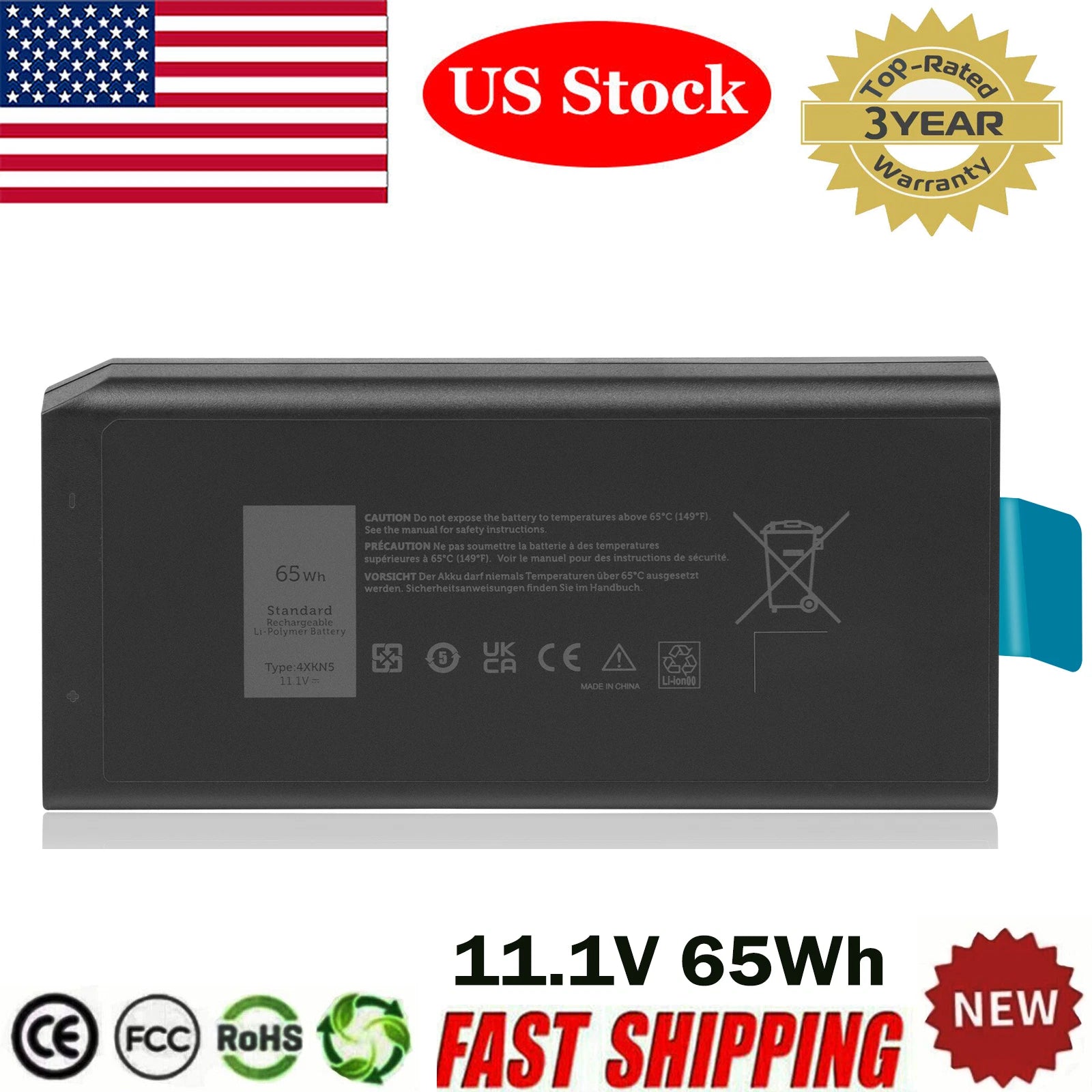 CJ2K1 Battery For Dell Latitude 5404 5414 7414 7404 E5404 XN4KN 4XKN5 X8VWF 65Wh