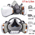 17in1 Half Face Gas Mask Facepiece Spray Painting Respirator Safety Kit For 6200