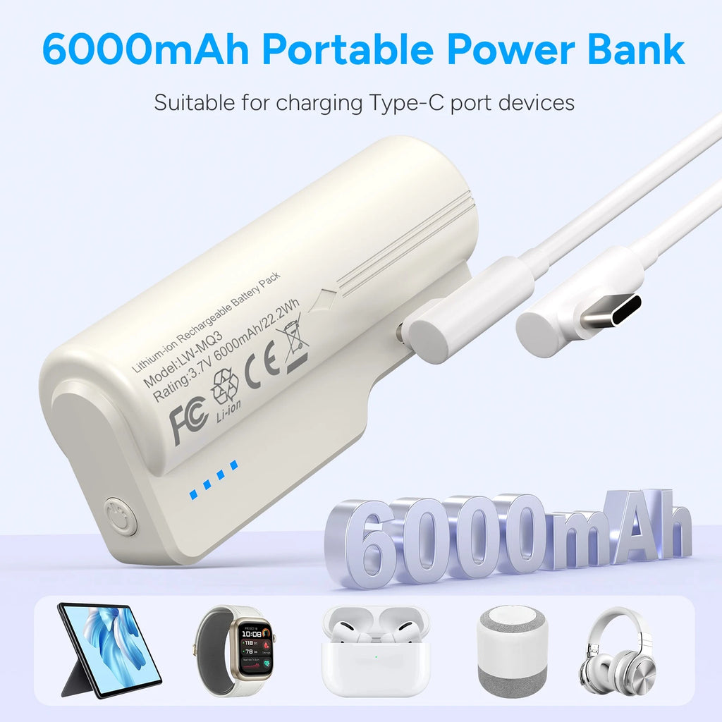 6000mAh Extended Battery Pack W/Type-C Cables For Meta Quest 2 and Quest 3/3S