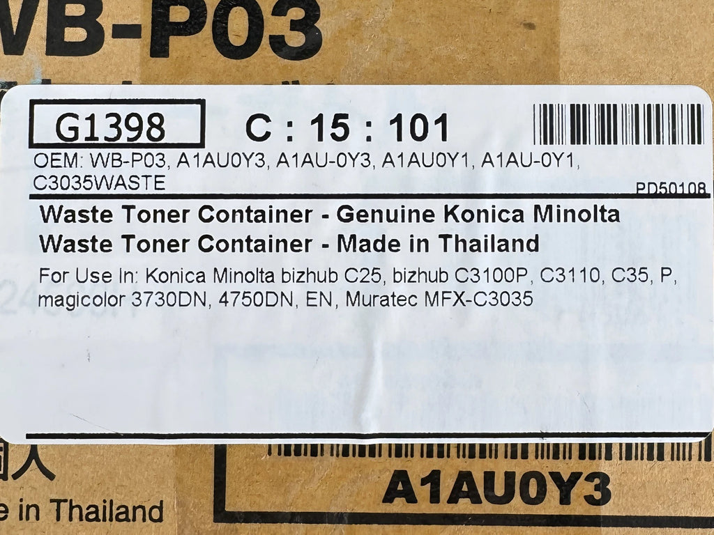 OEM Konica Minolta WB-P03 A1AU0Y3 A1AU0Y1 Waste Toner Container for Bizhub C3110