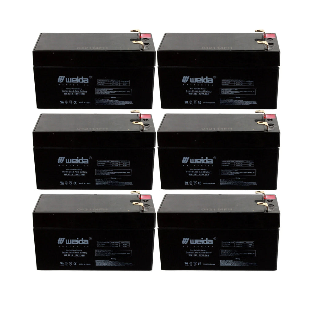 NEW 6pc 12V 1.3Ah SLA Battery WB1213 For UB1213, D5738, WKA12-1.3F