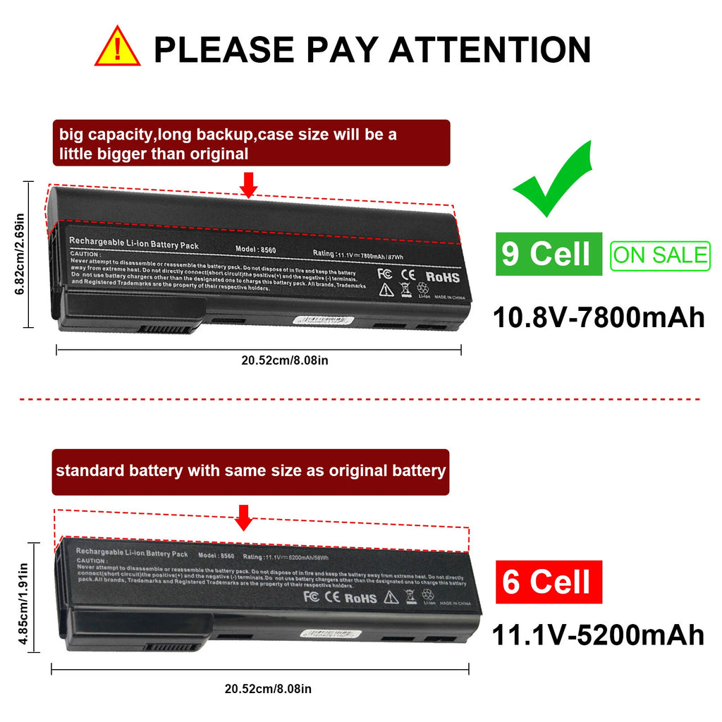 CC06 Battery For HP ProBook 6360b 6460b 6560b EliteBook 8460p 8460w 8560p CC09
