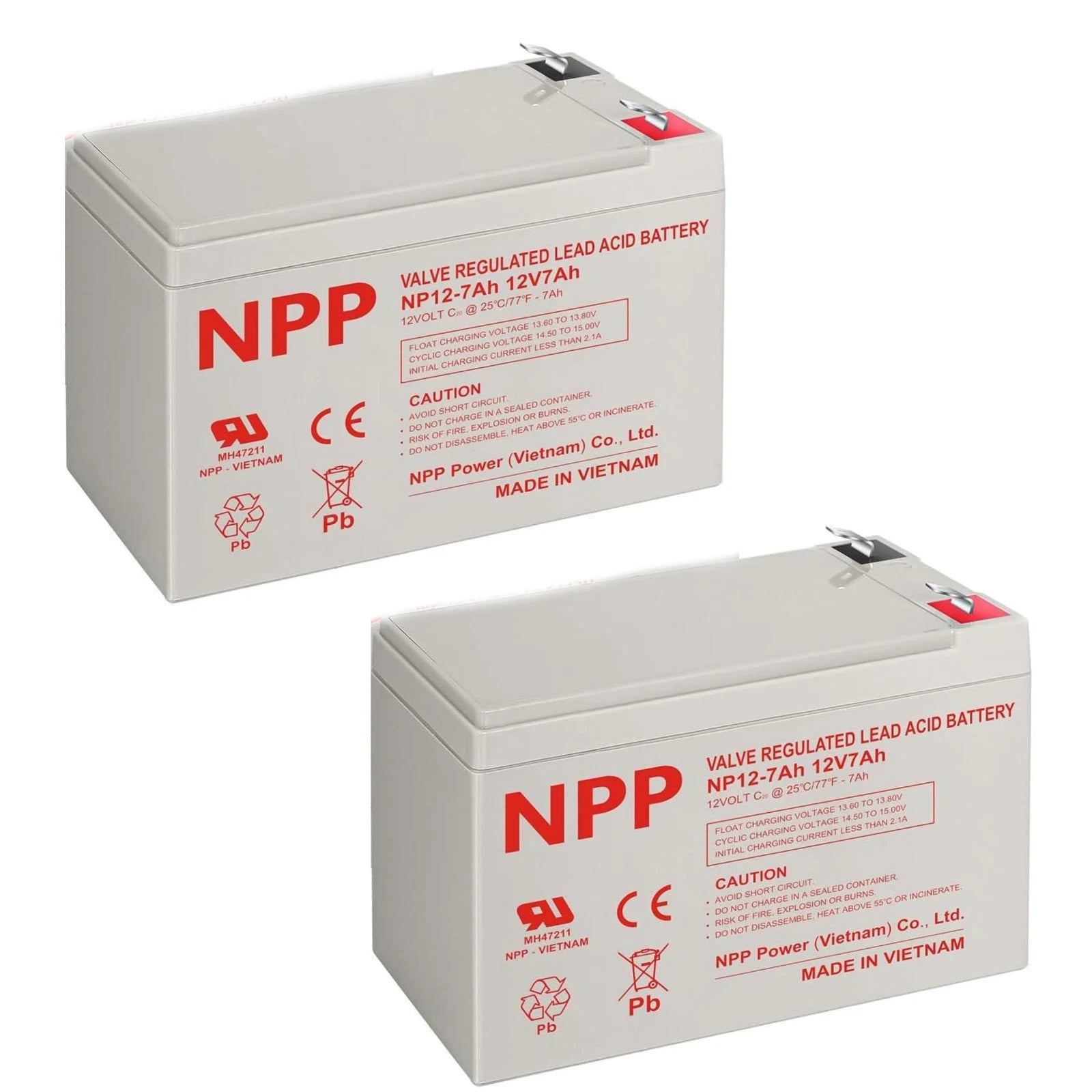 2PC NPPower NP 12V 7Ah AGM VRLA Battery with T1 Terminal