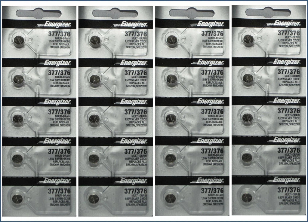 25 Pack-New Energizer 377 376 WATCH BATTERY SR626SW SR626W Silver Oxide Battery