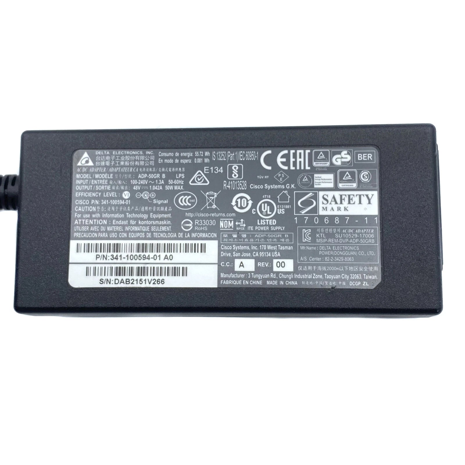 Genuine Delta For Cisco 8811 8900 9900 Cord Phone Series w/PC OEM