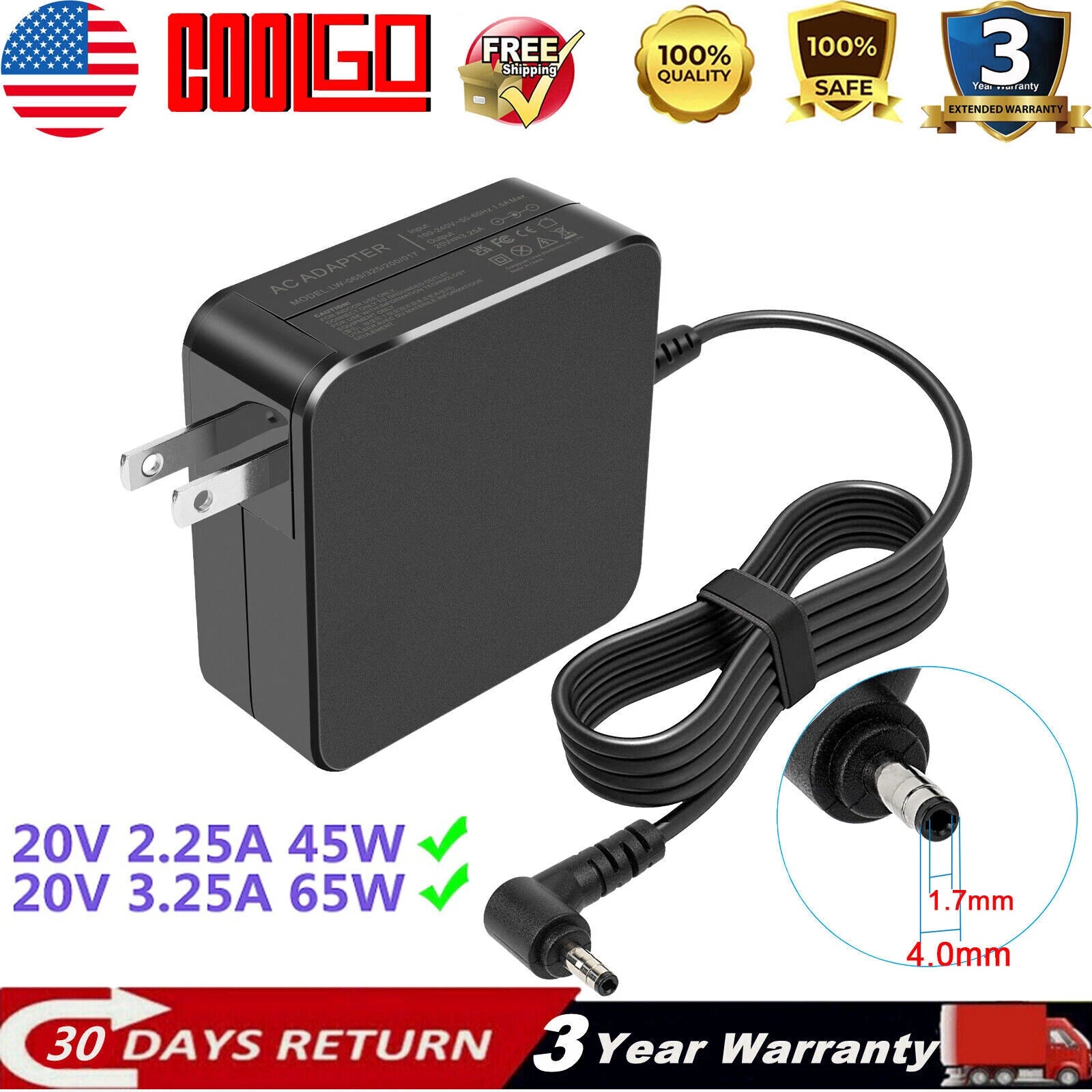 For Lenovo IdeaPad 3 14ADA05 81W0003QUS Laptop AC Adapter Charger Power Supply