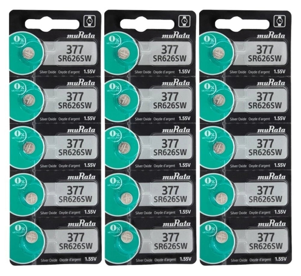 MuRata Silver Oxide Battery 377 Pack Of 15