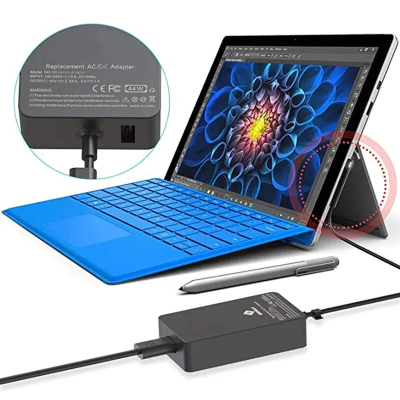 For Microsoft Surface Pro 3 4 5 6, Go Book Power Adapter Charger 44W 1800 1769