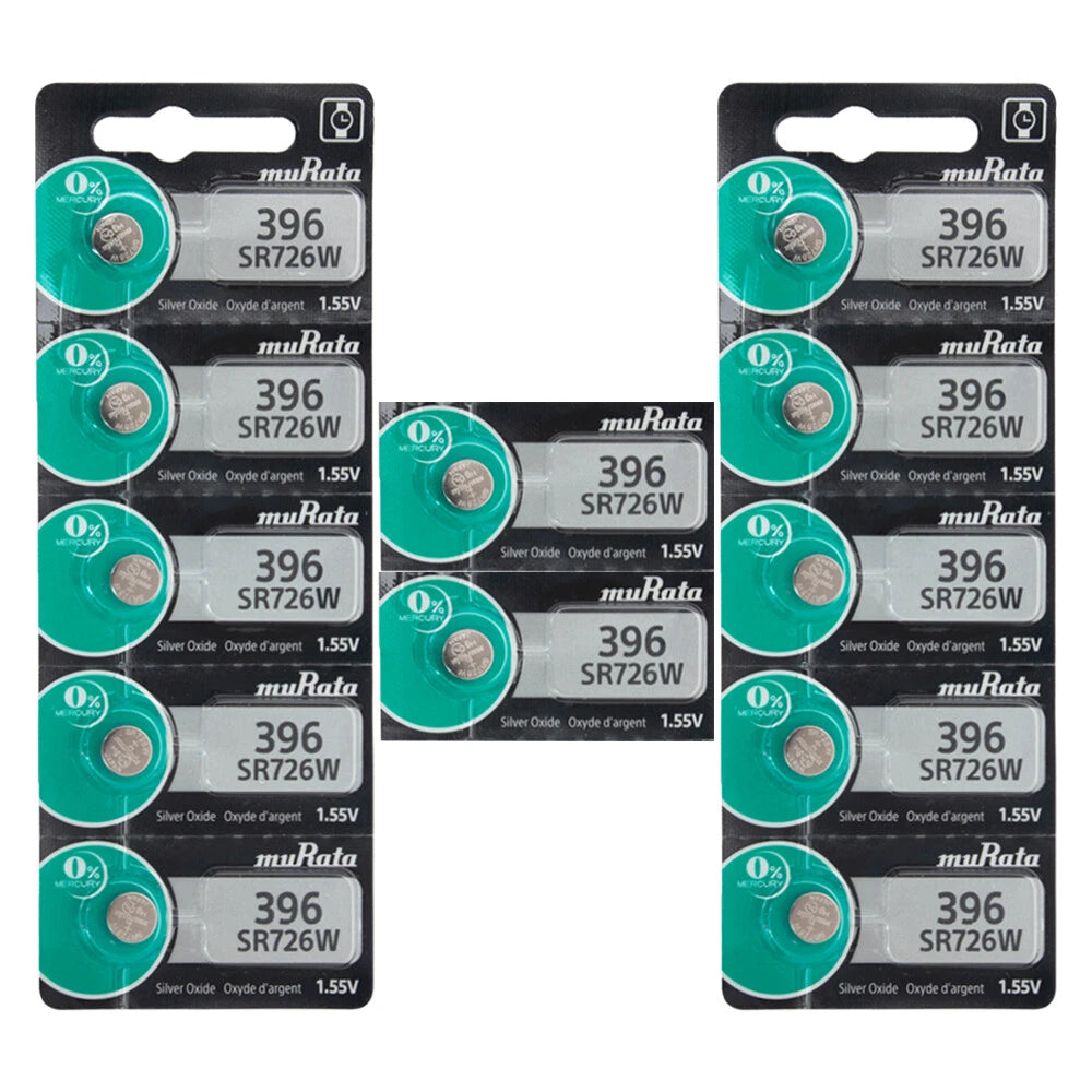 12x MURATA SR726W 396 1.55v Button Coin Cell Silver Oxide Battery Watch