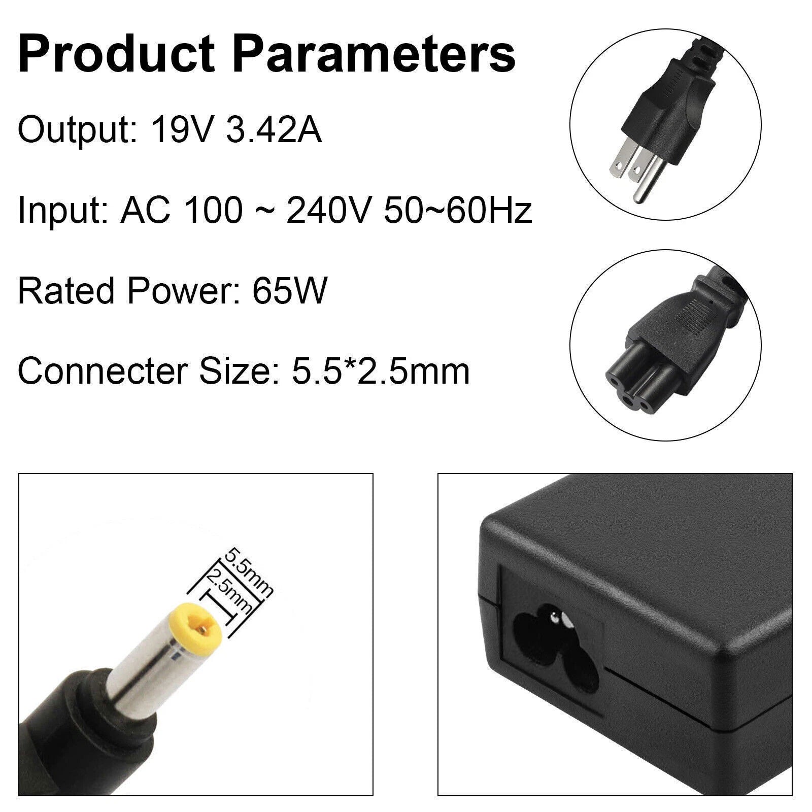 AC Power Adapter Charger for Asus X401A X401U X401A-RBL4 X53Z U57A U47A +Cord