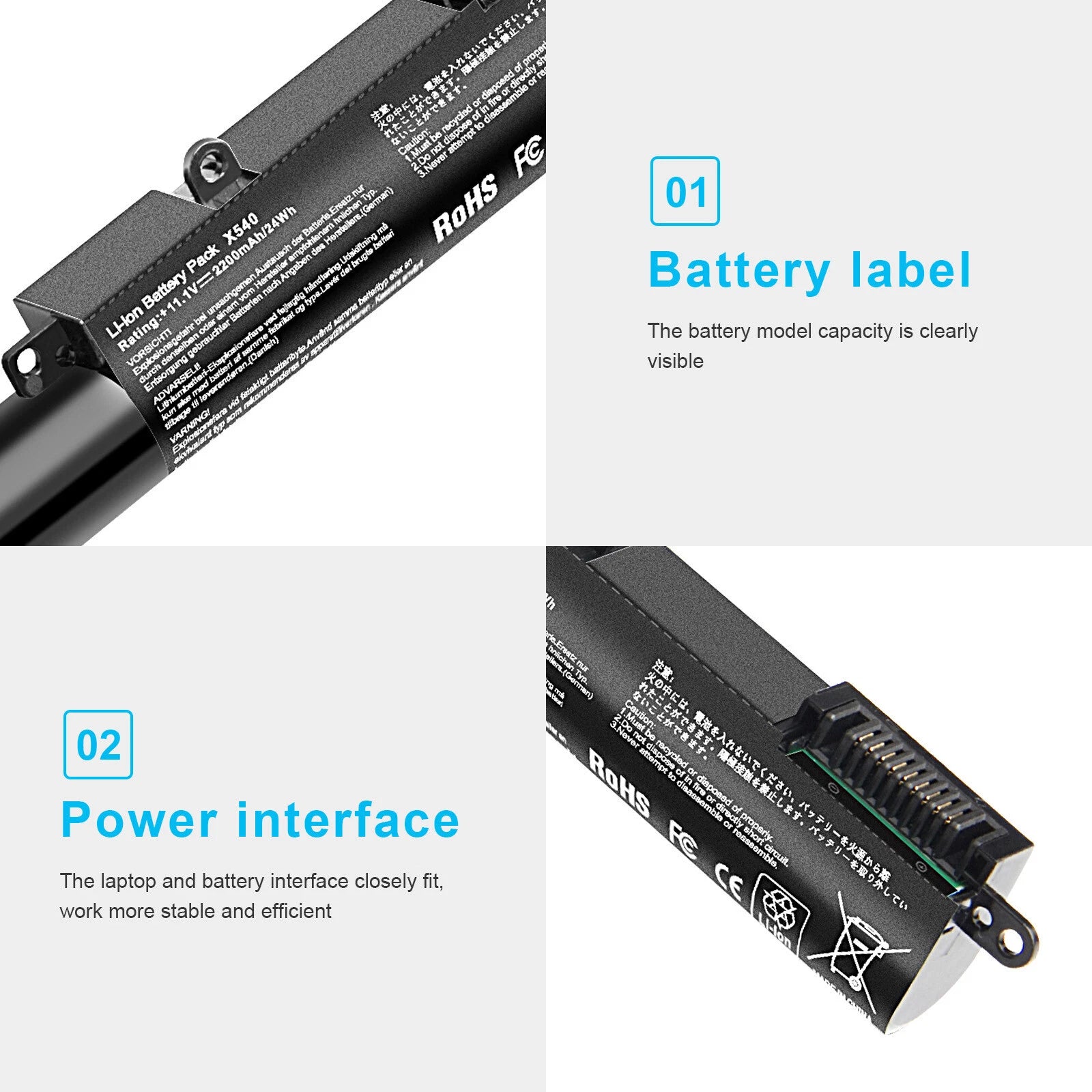 Battery for ASUS X540s X540SA R540SA X540L X540LA-SI302 Series 3ICR19/66 2200mAh