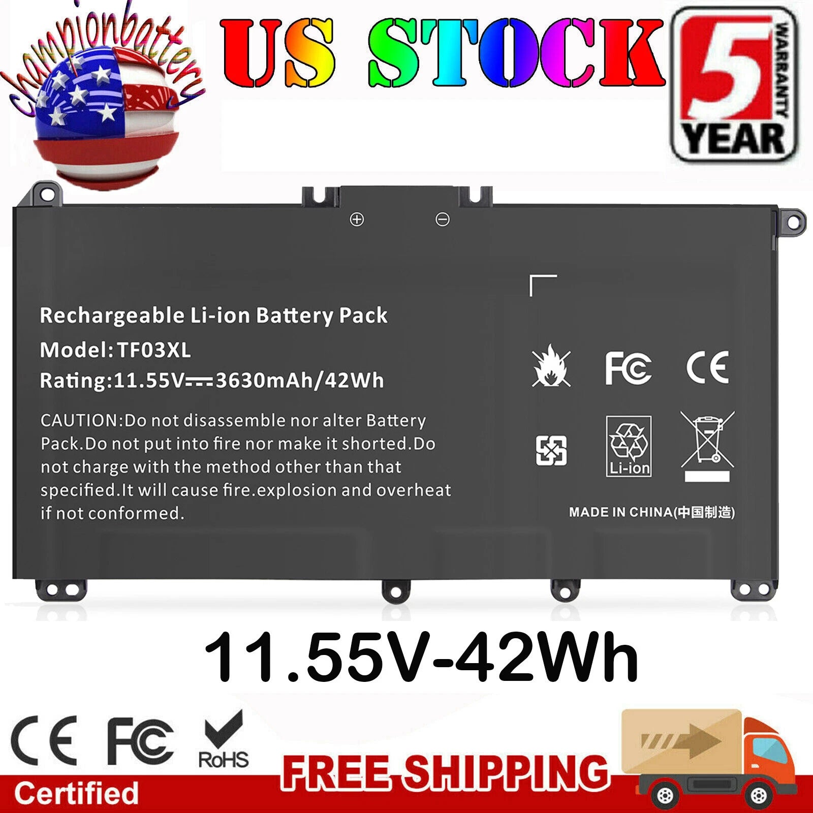 TF03XL Battery for HP Pavilion 15-CC023CL 15-CC050WM 920070-855 920046-421 42Wh