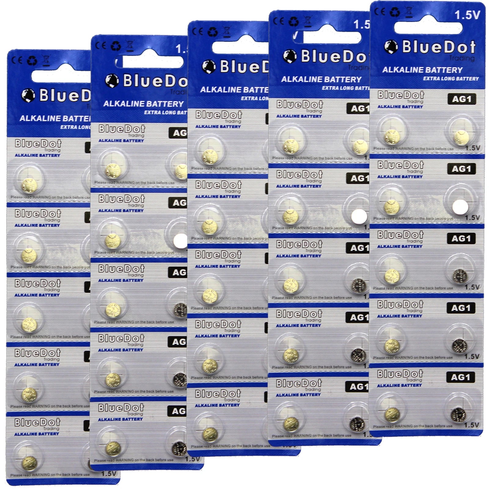 50 PCS LR60 AG1 364 LR621 1.5V Alkaline Battery - Carded by BlueDot Trading
