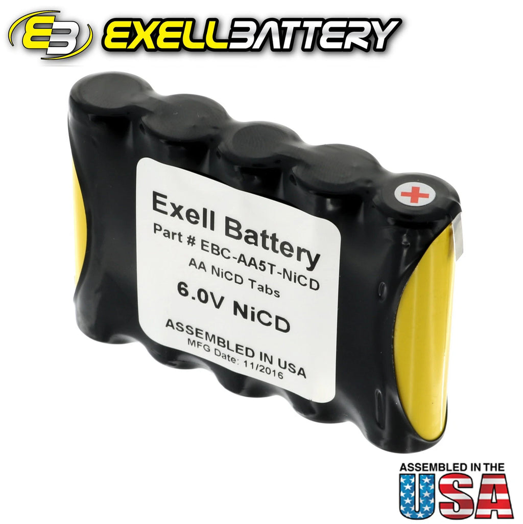 Exell 6V 1000mAh (5xAA) NiCd Custom Battery Pack w/ Tabs