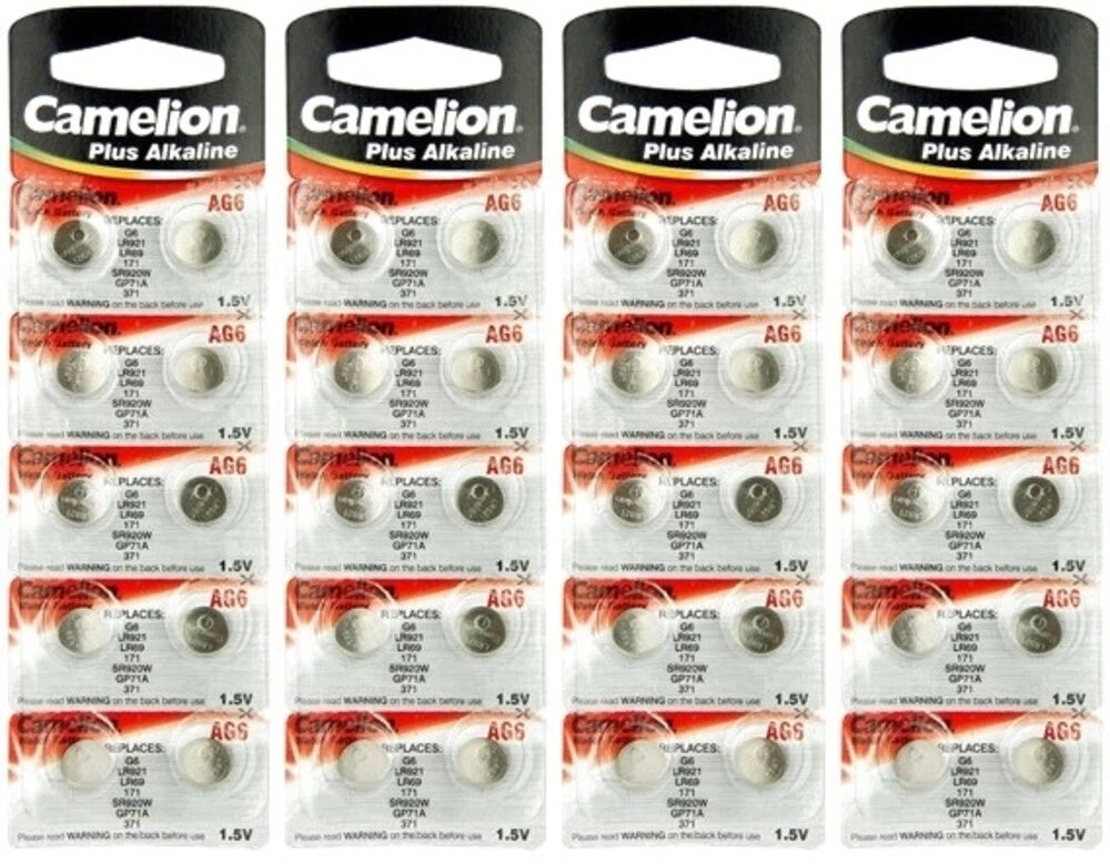 40 Pk Camelion AG6 LR920 371 370 D371 D370 LR920 Alkaline Button Cell Battery
