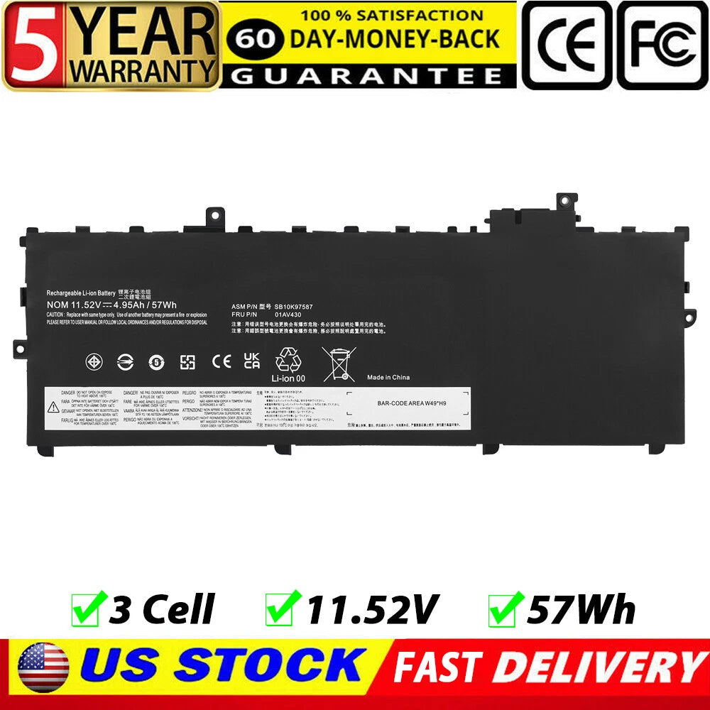 01AV430 Battery For Lenovo Thinkpad X1 Carbon 01AV494 01AV431 SB10K97586