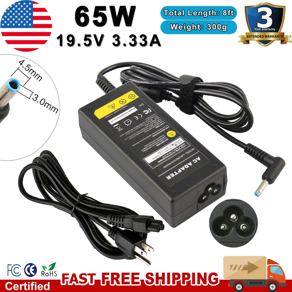 65W For HP Pavilion, Envy, Spectre, Elitebook, Probook AC Adapter Charger